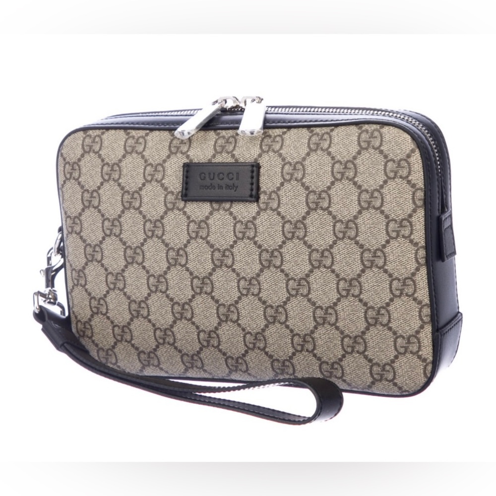 GUCCI GG SIGNATURE SUPREME EDEN WRISTLET POUCH COSMETIC MAKEUP CLUTCH BAG - Picture 6 of 9